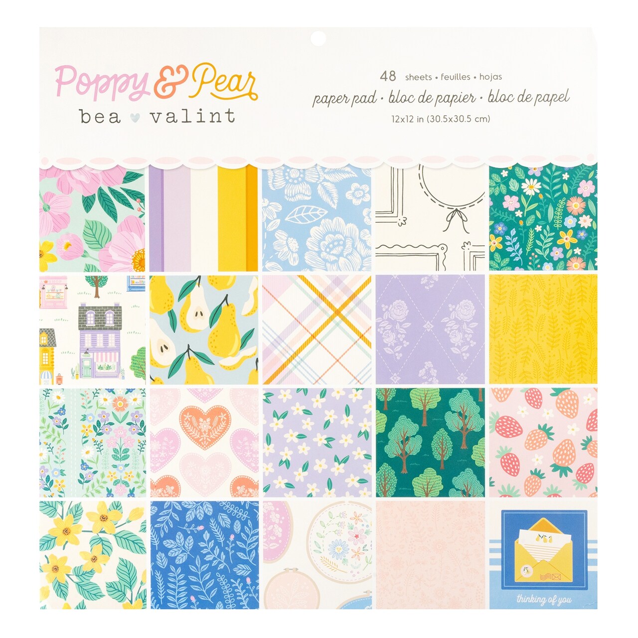 American Crafts Single-Sided Paper Pad 12"X12" 48/Pkg-Poppy And Pear